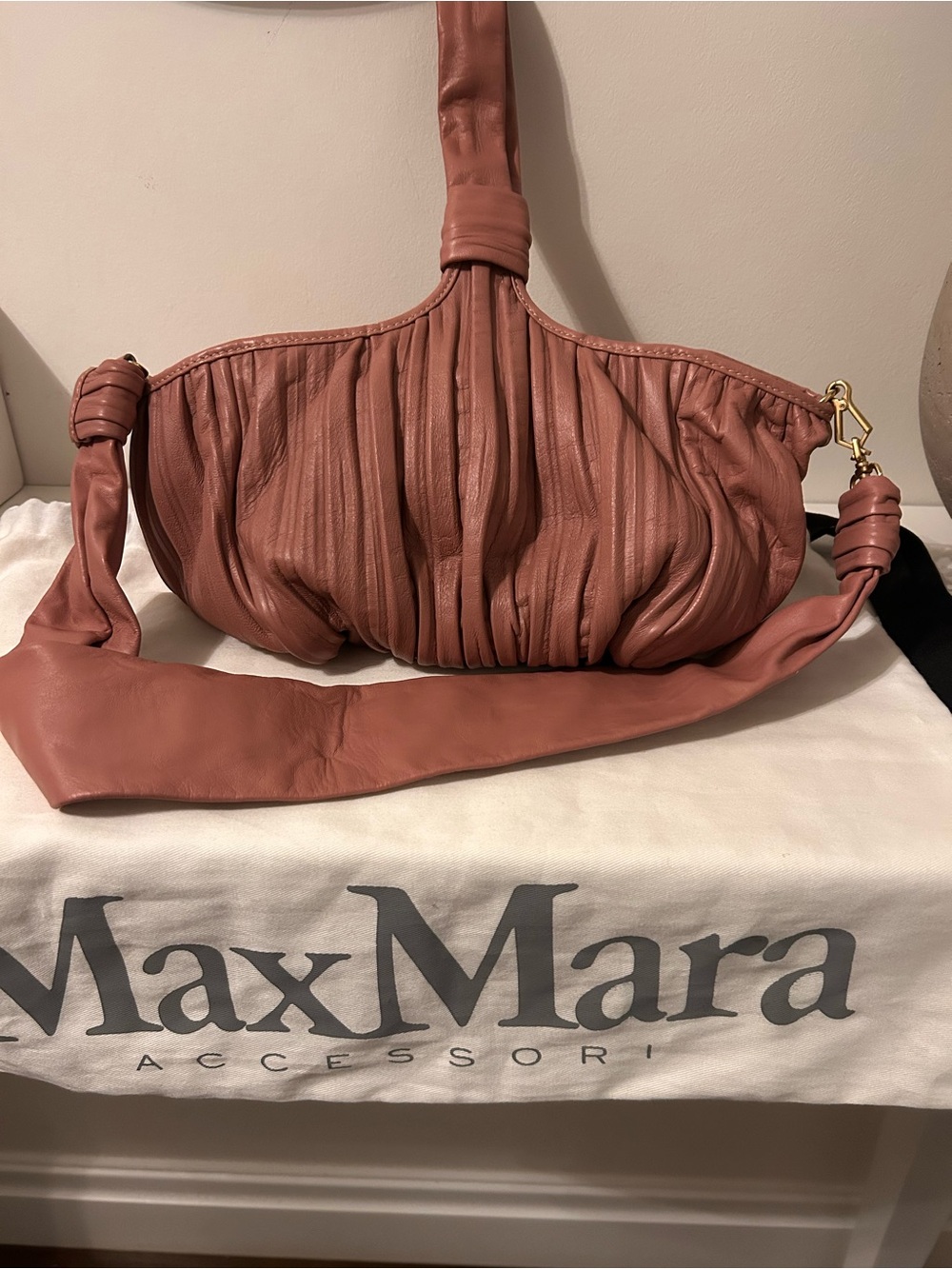 MaxMara Pink Ruched Sheepskin Mini Bag - Picture 3 of 4